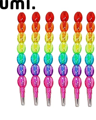 Image of Amazon Brand - Umi Pearls Moti Design Non-Sharpening Stacking Pencil Set of 6pc, 7 Pearls in Each Pencil