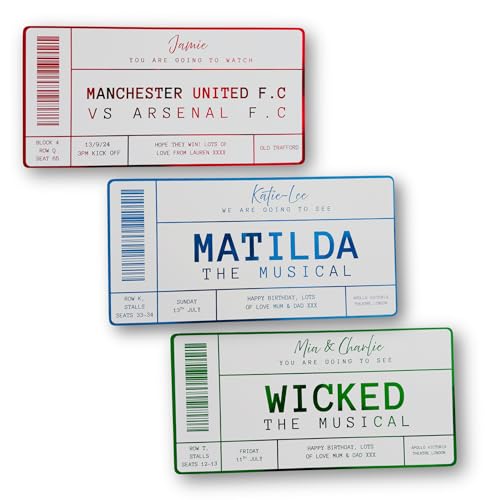 Image of Personalised Foil Gift Ticket – Concerts, Theatre, Sports & More. Luxury Metallic Surprise Keepsake Card with Envelope for Birthdays & Special Occasions.