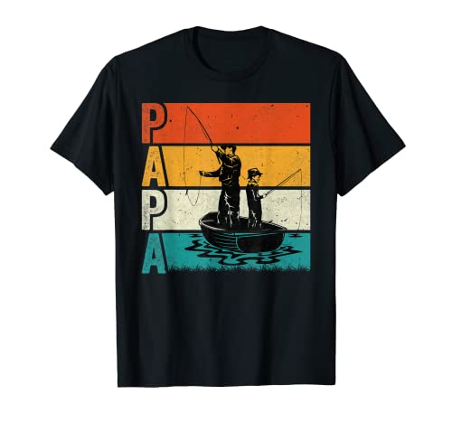 Fishing Papa - Retro Style Vintage Fish Hunting Lover Dad Maglietta