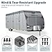 RV Cover Fits 33-35ft Travel Trailer: Waterproof Camper Cover for Toy Hauler, Winter Campsite, with Gutter Covers, Tongne Jack Covers, Windproof Straps