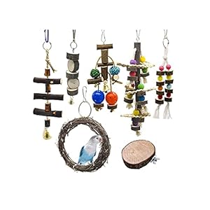 Vogelspeelgoed 7 stks/set Natuurlijke Houten Vogels Parrot Toys Chew Bite Opknoping Kooi Ballen Huisdieren Perch…
