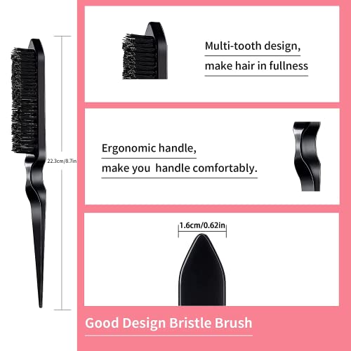 Hair Styling Comb Hair Wax Sticker Set, 3 Pack Teasing Hair Brush Rat Tail Comb Edge Brush For Edge&Back Brushing, Combing, Slicking Hair For Womem, With Hair Wax Stick And Edge Control Wax #TOP1