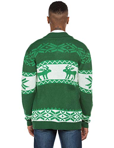 Coofandy Men Ugly Xmas Button Cardigan Contrast Shawl Collar Knit Cardigans Casual Outerwear (Green Xl) #TOP2