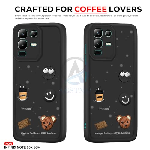 Image of AESTMO Back Case Cover for Infinix Note 50X 5G+ Cover | Cute Fun Cartoon 3D Ball | Coffee Silicone Case | Full Body Protection | Camera Protection Back Cover for Infinix Note 50X 5G+ (Black)