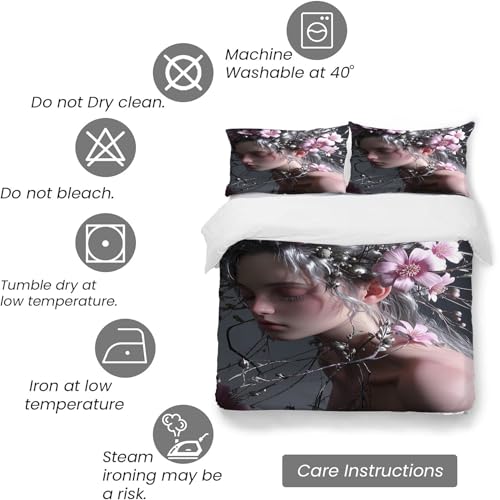 Housse de couette 220x240 fille grise en microfibre respirante - 7