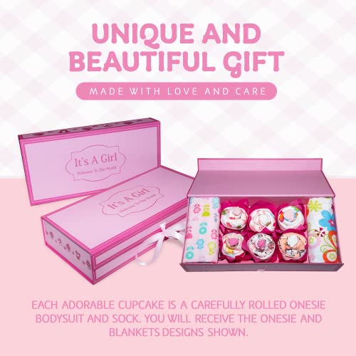 Unique Cupcake Baby Girl Gift, Newborn Gift Set, Baby Layette Set With Adorable New Baby Clothing Gift For Expecting Moms And New Parents, Pink - Nikki’s Gift Baskets #TOP3