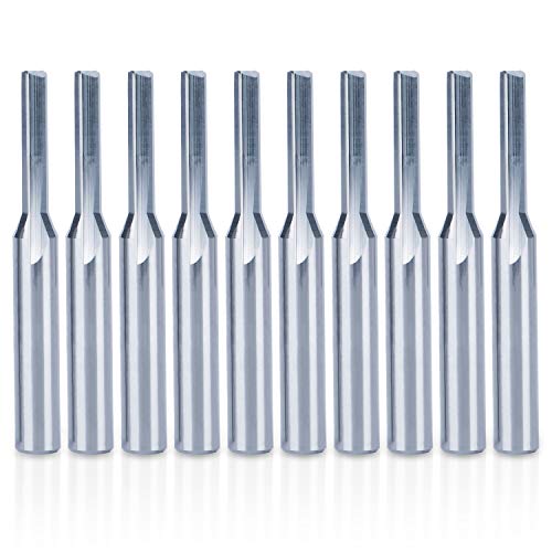 HQMaster Straight Router Bit Straight Flute End Mill Set 6mm Shank CNC Bits 10 Pack 2-Flute Milling Cutter 4mm Cutting Dia. Grooving Cutting Slotting Tools 20mm CEL, 50mm OAL for Acrylic Wood PVC MDF