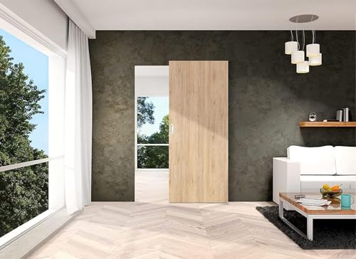 Porte Italiane, Unsichtbare Schiebetürschiene MAGICAL 1200, für Holzschiebetür vor der Wand von 80 cm bis 120 cm Breite, Kit mit Mechanismus, Zubehör und Führung