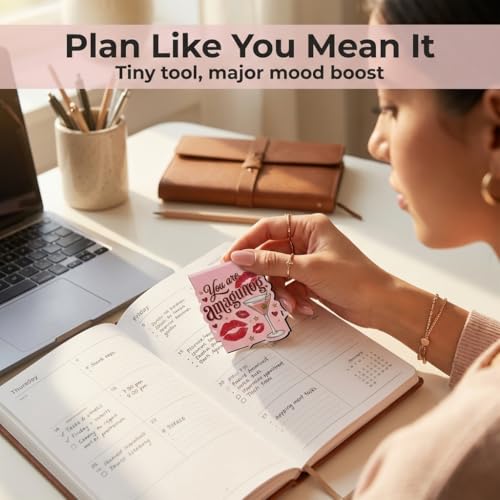 TheClover Magnetic Bookmarks Set of 8 – Aesthetic Pink Bookmark Clips with Inspirational Quotes, Cute Magnetic Book Marks for Books, Planners & Journals, Pretty Bookmarks for Women & Book Lovers — view 6