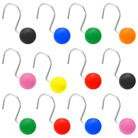 Colourful Stainless Steel Shower Curtain Hooks Set Cover
