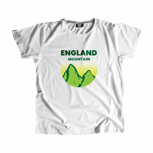 T-shirt England Mountain blanc unisexe en coton pour look outdoor