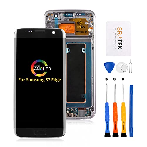For Samsung Galaxy S7 Edge SM-G935 5.5�C���` �t���p�l�� �I���W�i�� �^�b�`�X�N���[���f�W�^�C�U�[ �A�Z���u�� SC-02H /SCV33 LCD�f�B�X�v���C������ʌ����C���p�L�b�g �����̏C���H��t�� (�u���b�N)