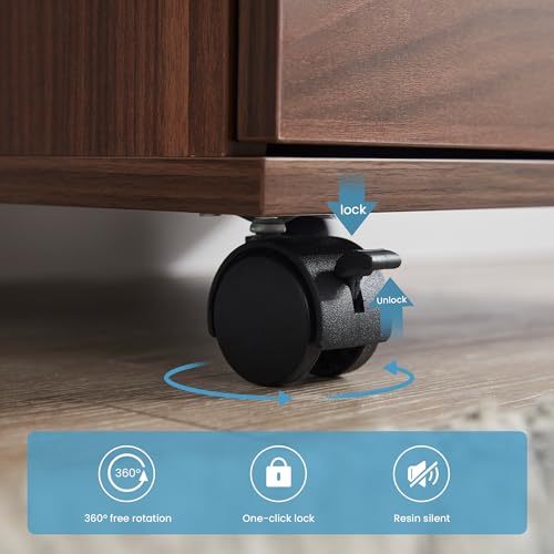 Image of Farini 3-Drawer Under Desk Wooden File Storage Cabinet with Lockable Caster for Home Office,Brown,Required Assembly