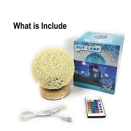 Marzius Rattan Ball Moon Light 5.9 Inch Led Globe Rattan Ball Lamp With Solid Wood Base Dimmable Led Projector Night Lamps With Remote (Yellow) #TOP5