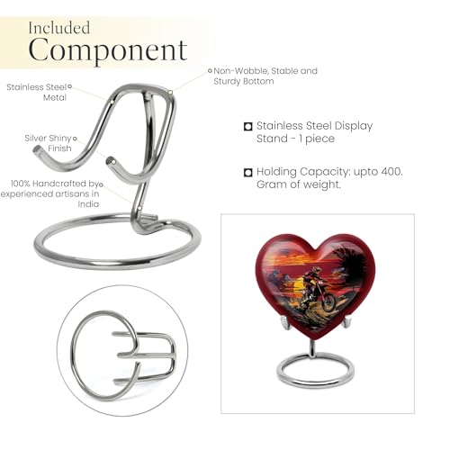 Image of Motorcycle Biker Cremation Urns - Combo of 5 with 8 Inch Heart Ash Holder for Dad & Adult Female and 3 Inch Sunset Keepsake Urns for Mom, Men & Women - Funeral Memorial Ash Containers