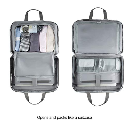 BAGSMART Duffle Bag Large Weekender Overnight Bag with Shoe Bag, can Hold 15.6 inch Laptop, Carry-on Bag for Travel, Gym, Work, 27L (Light Grey)