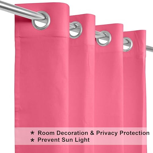 Image of THE LINEN COMPANY Cotton Room Darkening Curtain, Light Blocking Curtain 10 feet with Eyelet Rings for Long Door 1 Pcs Set for Living Room, Bedroom (4.5ft x 10ft, Pink)