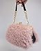 Fosrion Faux Karakul Rabbit Fur Clutch – Small Kiss Lock Purse with Short Handle and Shoulder Strap (Dusty Rose Curl)