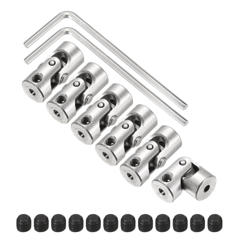 sourcing map 6Pcs 2.3mm to 2.3mm ID Steering Universal Joint Shaft Coupling, SAE 1045 steel 45°Degree Rotatable Joints Coupler with Screws Wrench Set for Model Car Ship Drive Shaft Motor