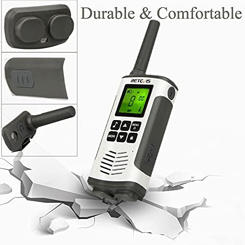 Retevis RT45 Walkie Talkie,Rechargeable License-free 2 Way Radios, Long Range PMR446 16 Channels,With AA Battery LED Torch Walkie Talkies for Family Adults Kids(Silver, 2Pcs)