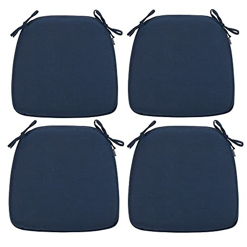 Magpie Fabrics Outdoor/Indoor 17"X16"X2" Chair Cushions With Ties Set Of 4, Waterproof All Weather U-Shape Seat Pads Decoration For Patio Garden Furniture Home Office (Navy) #TOP17
