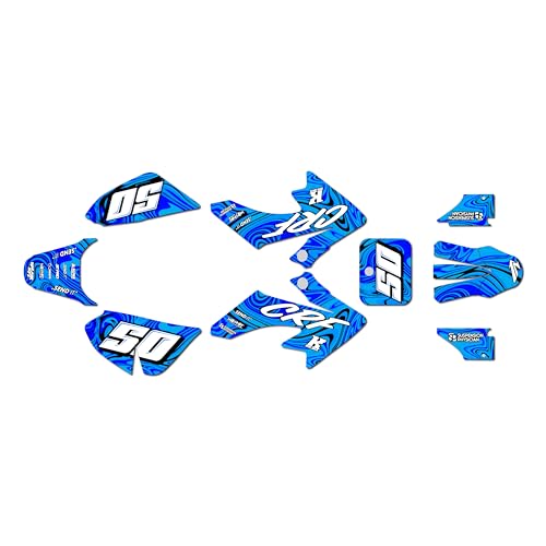 Kalair GFX Graphics Kit for Honda CRF50 (All Years) SNAGGED Series Blue 09 Mil - Dirt pit bike motorcycle stickers, dirtbike racing automotive decal motocross accessories no-plastics