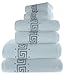 Produktbild QCS Elegante Stickerei, 100% Baumwolle, griechischer Schlüssel, bestickt, 3-teiliges Geschenkset, 600 g/m², 1 Badetücher, 1 Handtücher und 1 Gästetücher, personalisierbar
