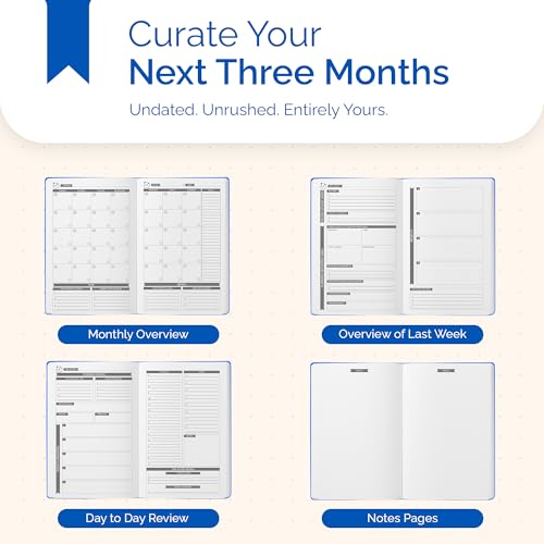 Image of Panda Planner 90-Day Undated Daily Planner - Boost Productivity, Set Goals & Manage Time - Monthly /Weekly Sections - Hardcover - Blue