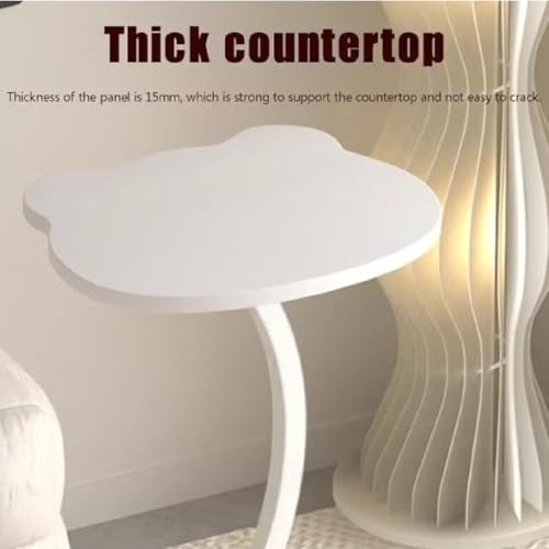 Image of Owme Adjustable Table Stands Couch Side Table, Swivel TV Tray Table, 360 Top Moving C-Shaped End Table, Small Center Table for Home Office Balcony | Storage Organizer (White, Panda)