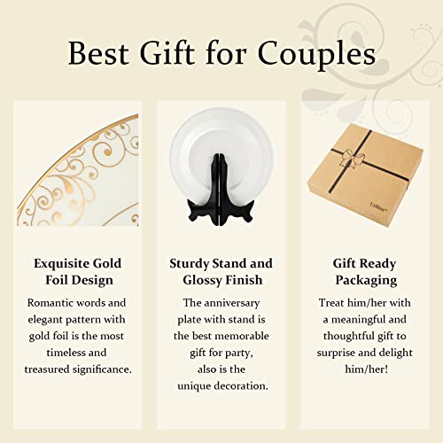 Urllinz 40Th Anniversary Wedding Gifts For Wife-40Th Anniversaty Plate With 24K Gold Foil,Happy 40 Year Anniversary Decorations For Couple Parents Him Her Husband,Golden Porcelain Plate With Stand 9" #TOP2