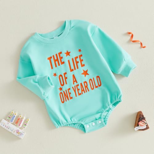 CREAIRY The Life Of A One Year Old Baby Girl 1st Birthday Outfit Romper Shirt (Blue, 6-12 Months) — view 6
