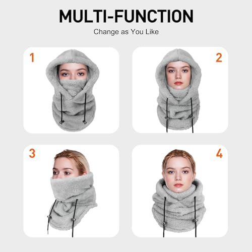AYPOW Pasamontañas Térmicos de Invierno, Multifuncional Prueba de Viento Cálido Máscara De Esquí, Mascarilla Moto Térmica Forro Polar, Gorro Cálido Invierno para Mujeres Hombres Deportes Aire Libre - imagen 4