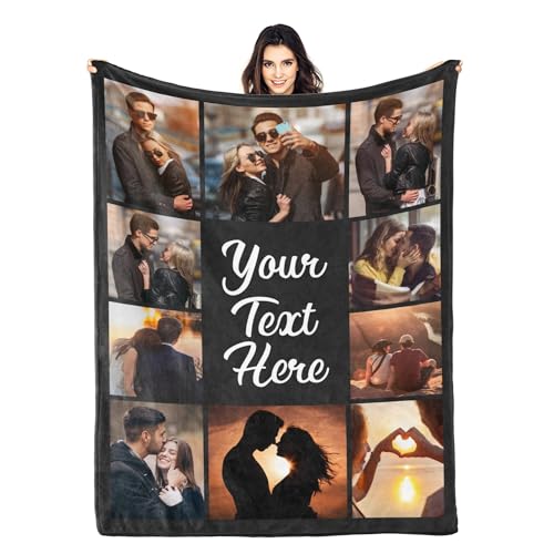 Custom Blanket with Photos Personalized Blanket Customized Blanket and Thows Customizable Blanket Picture Blankets Customize for Valentines Day Gifts Birthday for Her Him Girlfriend Boyfriend Wife