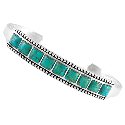 Turquoise Bracelet Sterling Silver 925 Genuine Turquoise Cuff Bracelet (Turquoise) #TOP24