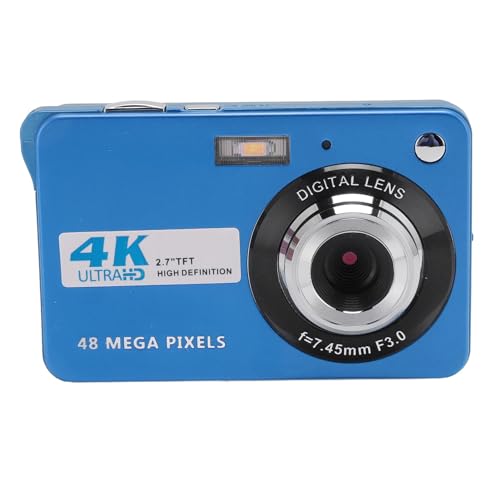 Fotocamera Digitale 4K Videocamera Zoom 8X Autofocus con Schermo da 2.7 Pollici Tascabile da Viaggio Antivibrazione HD da 48MP per Fotografia Selfie Vlogging BLUE
