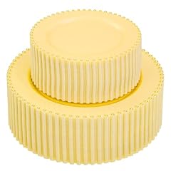 100Pcs Yellow and Gold Plastic Plates