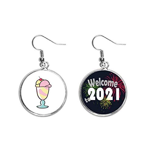 Pendientes de helado Cherry Sweet Cup con acabado esmaltado brillante de alta calidad