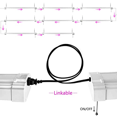 ANTLUX 4ft LED Grow Lights 50W Full Spectrum Integrated Growing Lamp Fixtures for Greenhouse Hydroponic Indoor Plant Seedling Veg and Flower, Plug in, ON/Off Pull Chain Included, 2 Pack - Thumbnail 5