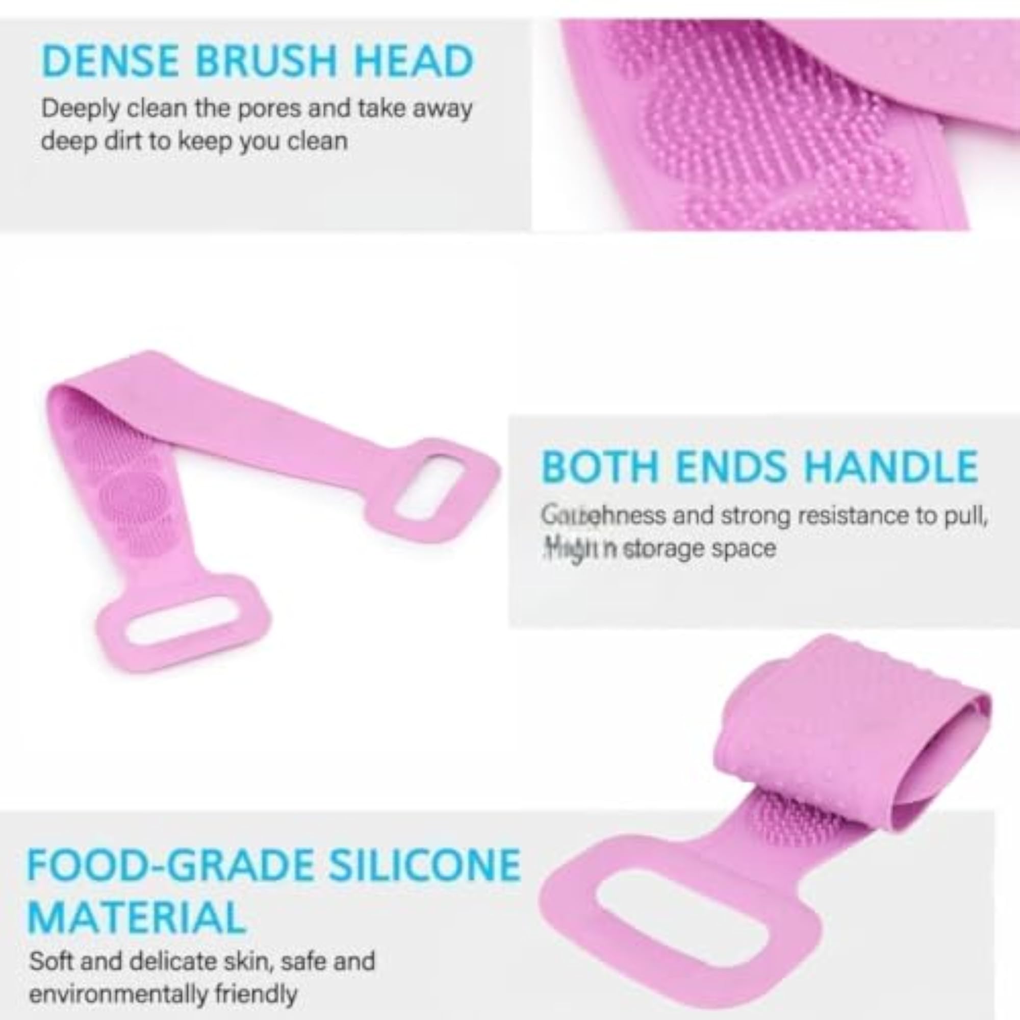 Silicone Body Back Scrubber, Double-Sided Exfoliating Bath Brush