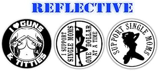 3 Pack Variety | Reflective Support Single Moms | I Love Guns Mechanic Toolbox Construction Trucker Foreman Dancer Sexy Babe Funny Motorcycle Welding Helmet Decals 2