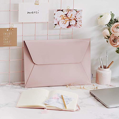 Comfyable Leather Laptop Sleeve 13-13.3 Inch Compatible For Macbook Air M2 M1 & Macbook Pro 13-14 Inch M2 2023 M1 2021 - Pvc Leather Envelope Sleeve Computer Case For Mac, Pink #TOP6