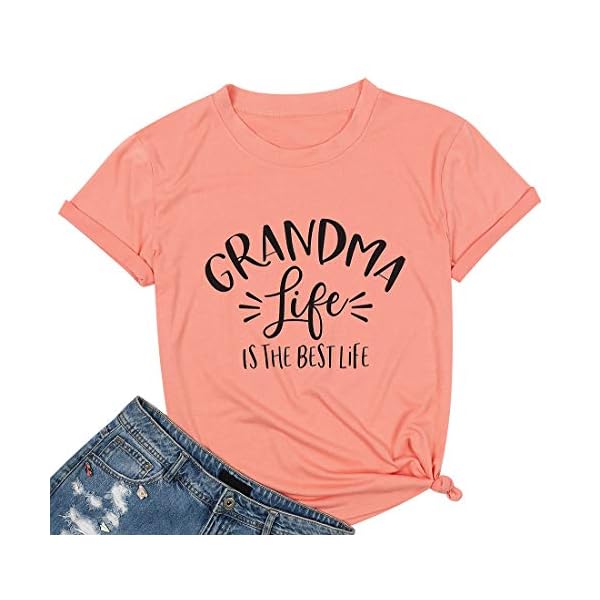 Womens-Grandma-Life-is-The-Best-Life-T-Shirt-Funny-Letter-Print-Blessed-Nana-Gift-Shirts-Short-Sleeve-Tops-Tee Womens Grandma Life is The Best Life T Shirt Funny Letter Print Blessed Nana Gift Shirts Short Sleeve Tops Tee Orange