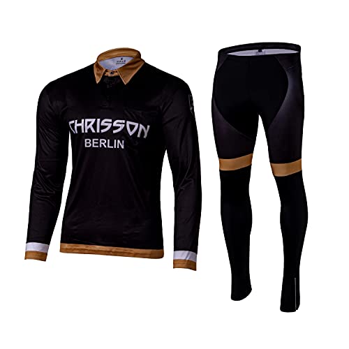 CHRISSON Essential Gold XXL - Conjunto de ropa deportiva para hombre (camiseta polo de manga larga y pantalones largos, transpirable y de secado rápido) Cover