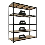PROREGAL Schwerlastregal Taurus Schwarz 180x150x60cm Gesamtlast 875kg Kellerregal, Steckregal, Garagenregal, Lagerregal