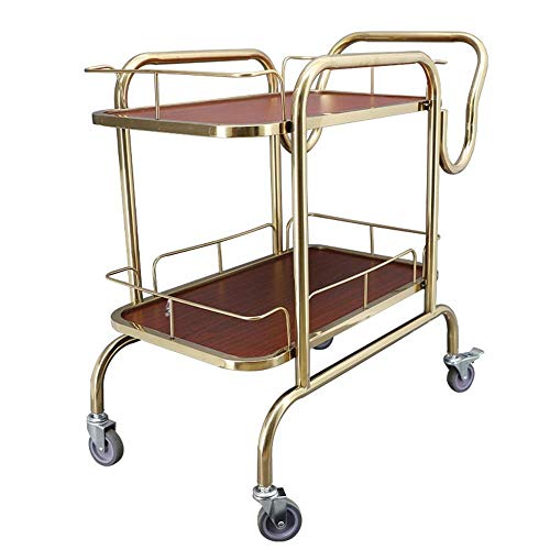 SLGGPJBU Carrito de camarero, carritos de servicio de cocina carritos bar carritos botellero carros sobre ruedas con almacenamiento industrial Carros laminados 2 niveles vino té cerveza estantes