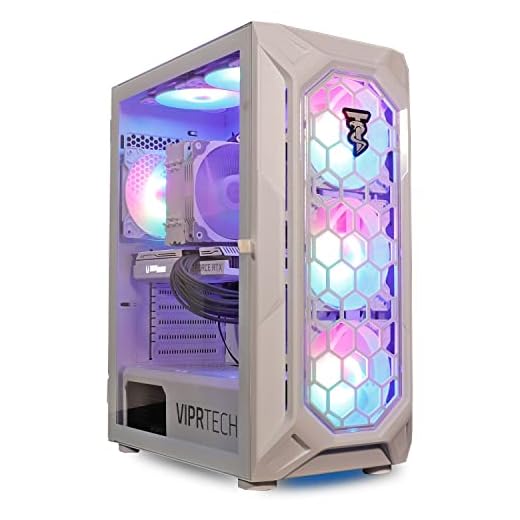 ViprTech Ghost Gaming PC Desktop Computer - AMD Ryzen 5 5600G (12-Core 4.4Ghz), RTX 3060 12GB, 16GB DDR4 RAM, 512GB NVMe SSD, VR-Ready, Streaming, WiFi, RGB, Windows 10, 1 Year Warranty, White