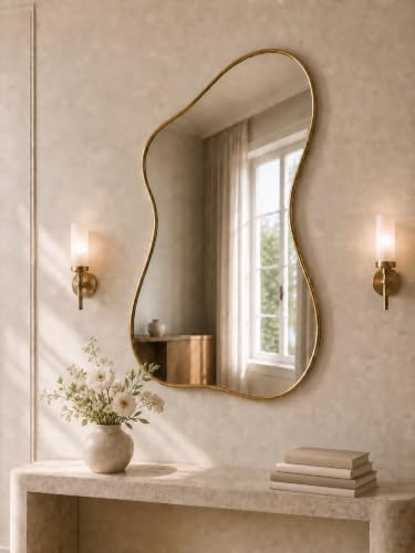 PIUDOC 40''x26'' Gold Frame Mirror