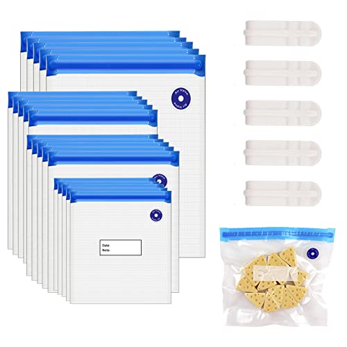 4 Sizes Sous Vide Bags, 16 Pcs Reusable Vacuum Food Seal Storage Bags for Sous Vide Cooking, Travel Storage, Anova, Joule Cookers with 6 Sealing Clips