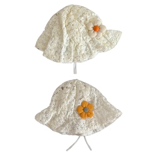 Infants Protective Sun Hat with Floral Accent, Comfortable Baby Flower Fisherman Hat Outdoor Basin Caps for Girls3