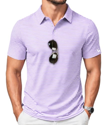 ZITY Men's Striped UPF 50+ Golf Polo